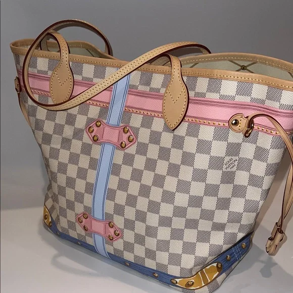 ❤️NWT LOUIS VUITTON NEVERFUL MM DAMIER AZUR SUMMER TRUNK N41065 - Picture 7 of 17